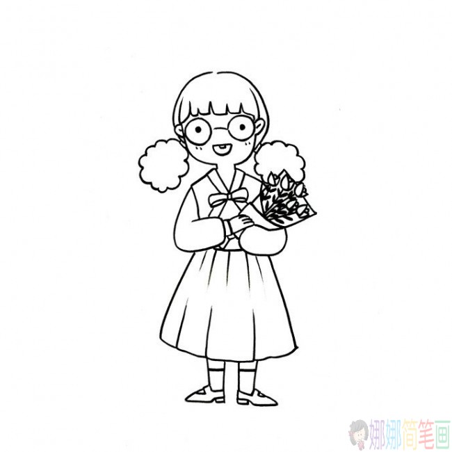 时尚女孩人物简笔画大全