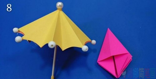 迷你折纸雨伞教程图
