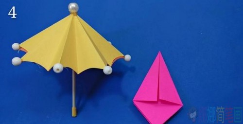 迷你折纸雨伞教程图