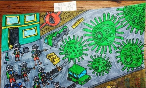 致敬抗疫前线逆行者们的儿童画