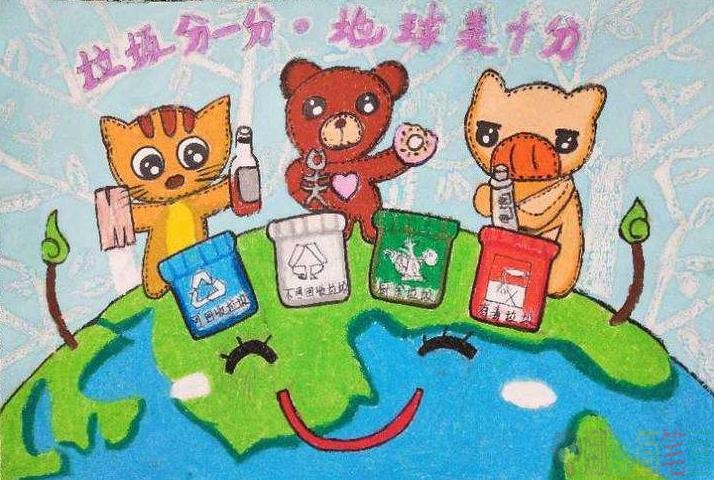 保护环境垃圾分类幼儿绘画