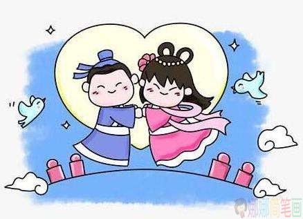 牛郎织女儿童画图片
