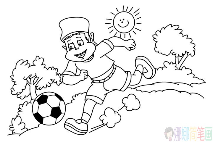 玩耍的男孩子简笔画