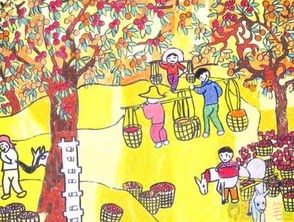 秋天儿童画,秋天来了儿童绘画