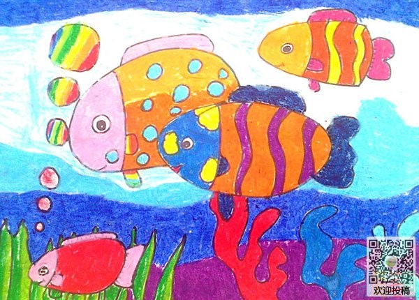 海底世界蜡笔画