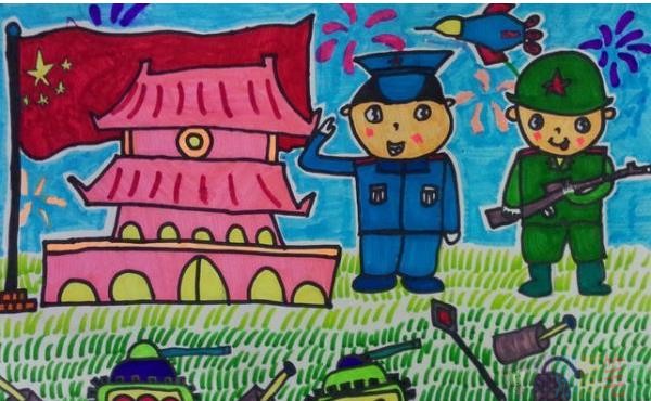 2020建军节儿童绘画图片