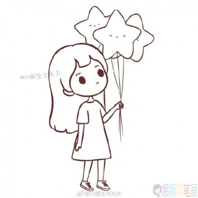 漂亮的女孩简笔画,女孩简笔画步骤图