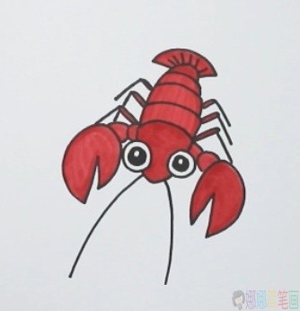 龙虾简笔画,龙虾儿童画