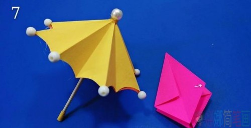 迷你折纸雨伞教程图