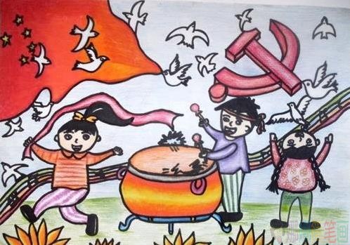 欢度国庆节幼儿绘画作品