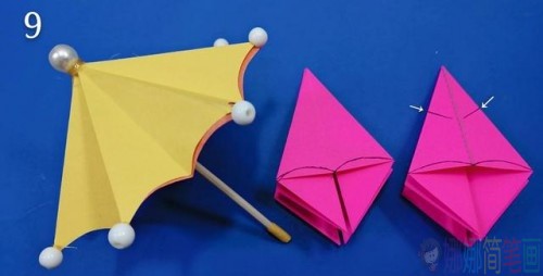迷你折纸雨伞教程图