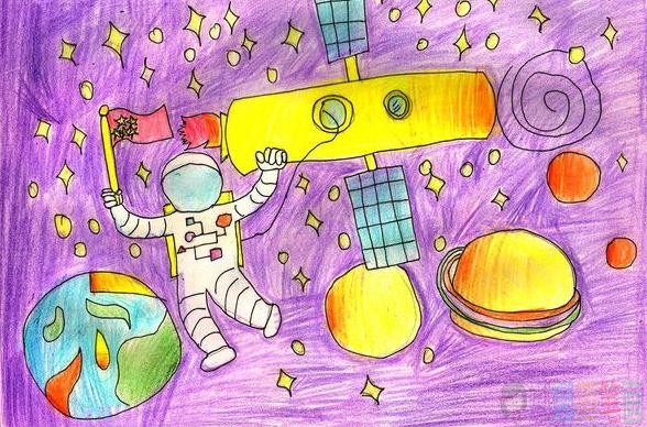 宇宙飞船儿童绘画大全