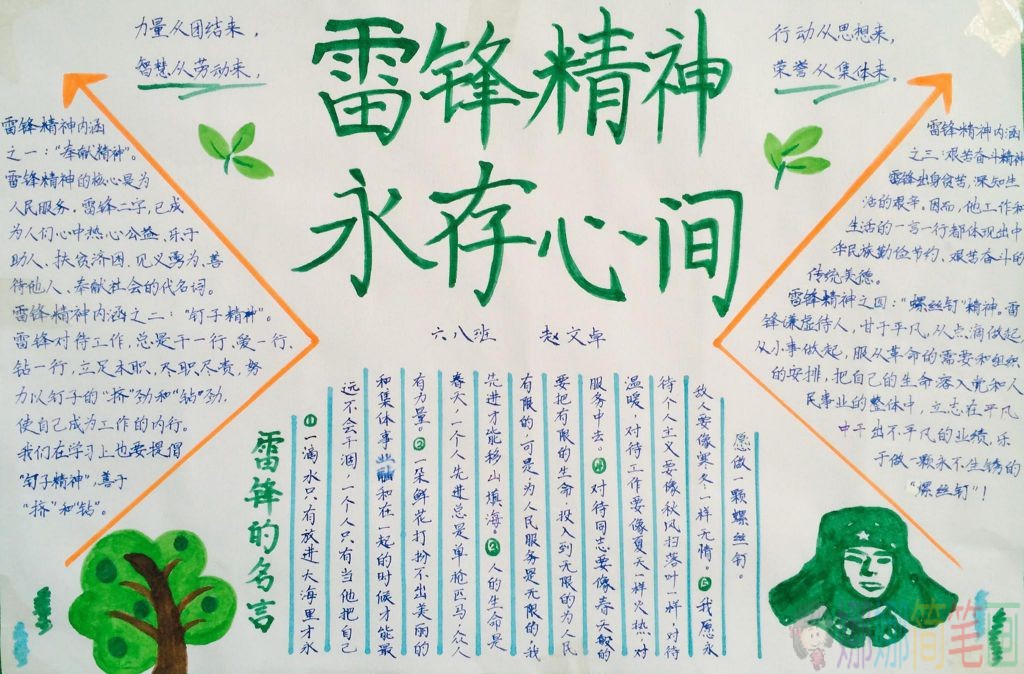 向雷锋学习儿童手抄报