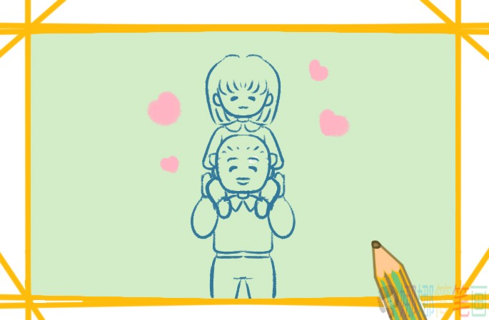 爸爸和女孩人物简笔画图片