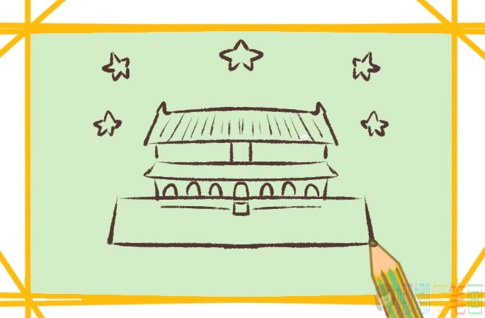 天安门彩色简笔画画法