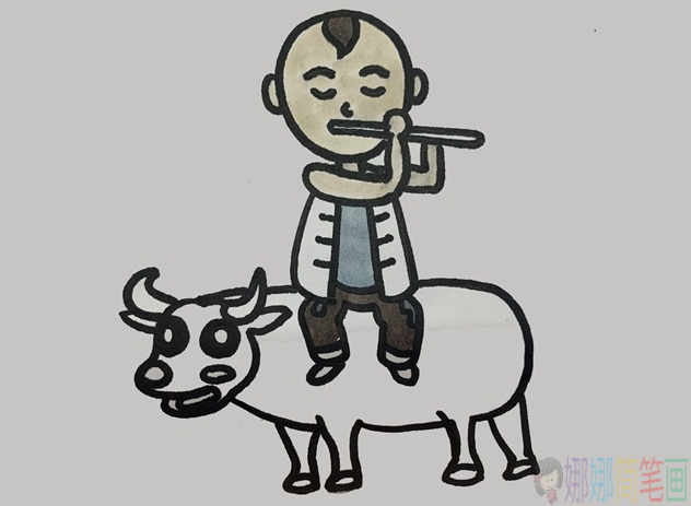 放牛娃简笔画绘画教程