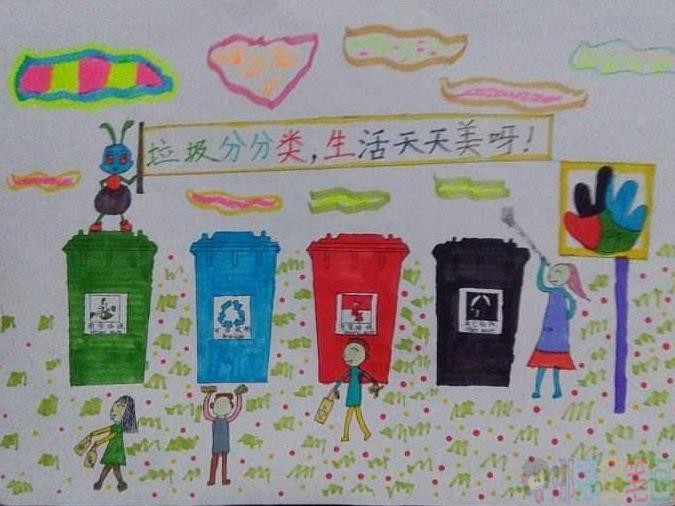 保护环境垃圾分类幼儿绘画