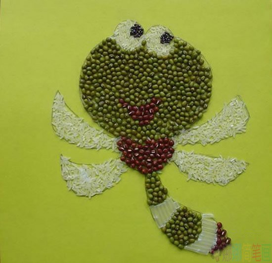 可爱的儿童豆子画图片 儿童豆子粘贴画作品 手工步骤