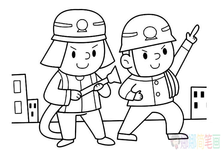 消防员幼儿简笔画图片