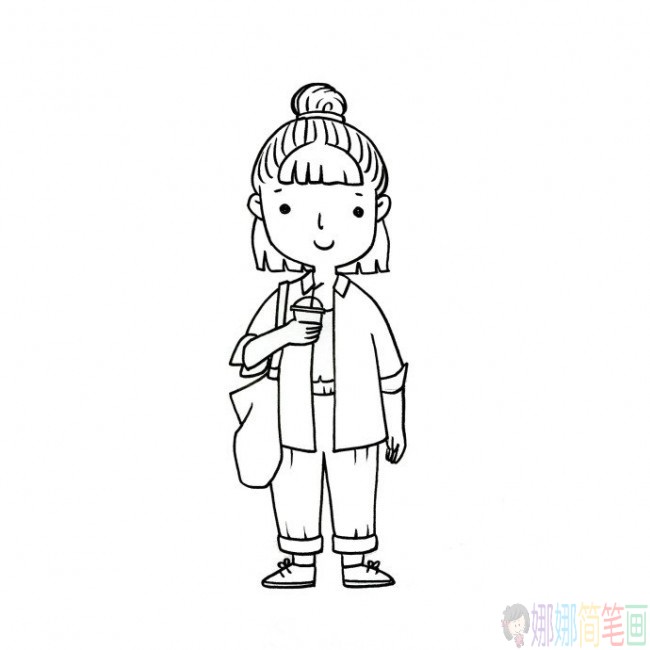 时尚女孩人物简笔画大全