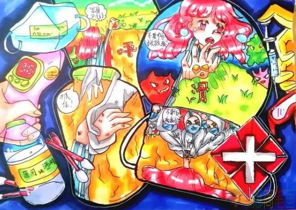 抗击新冠疫情中国加油幼儿绘画