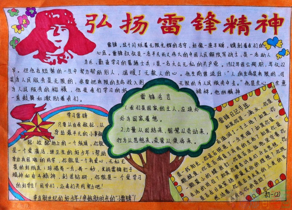 向雷锋学习儿童手抄报