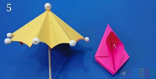 迷你折纸雨伞教程图