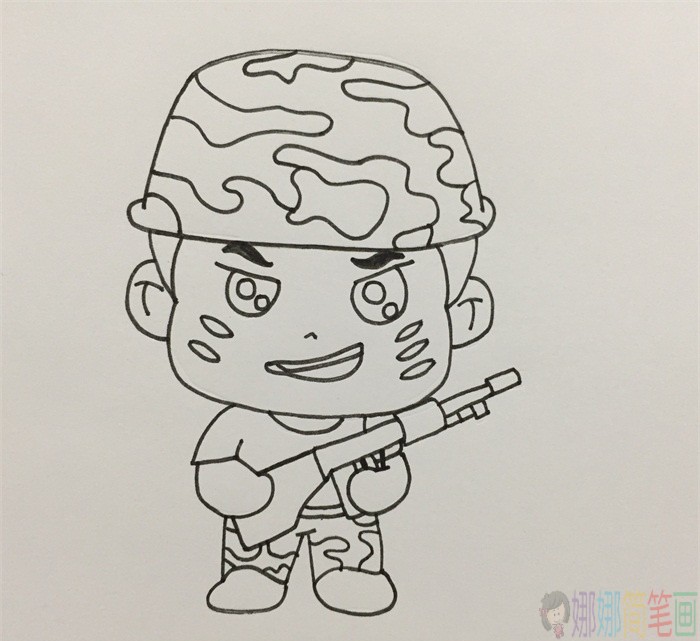 特种兵儿童简笔画