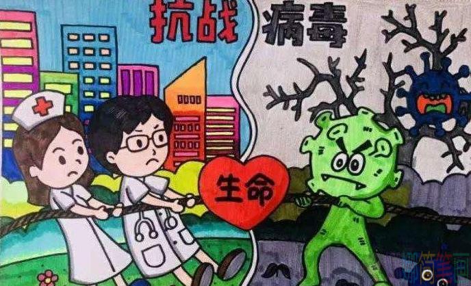 抗击新冠疫情中国加油幼儿绘画