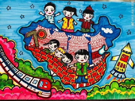 国庆节儿童画一等奖作品