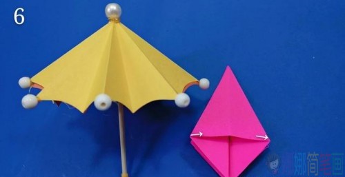 迷你折纸雨伞教程图
