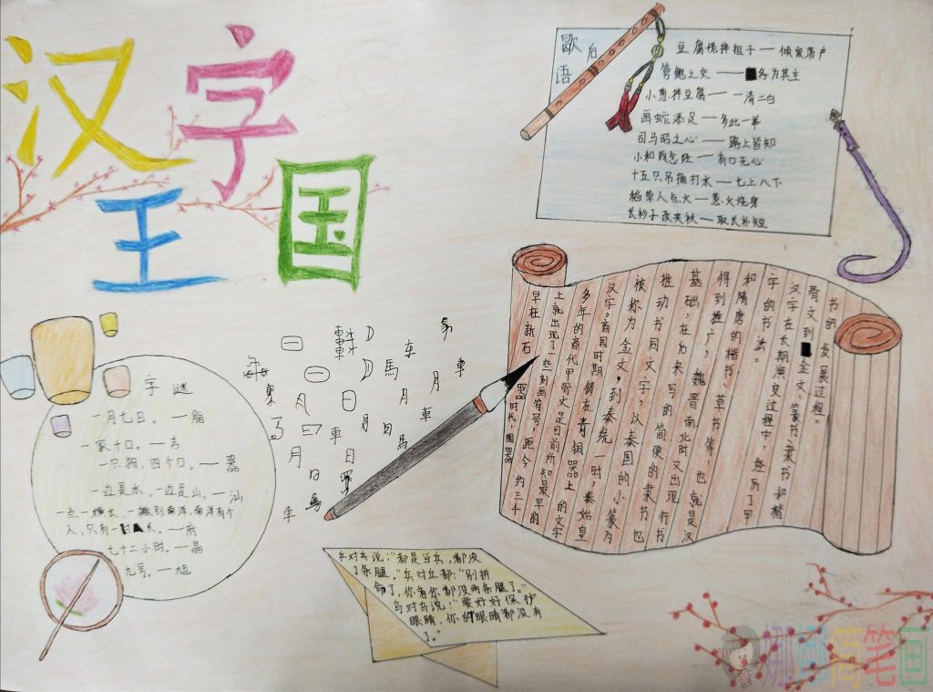 我爱汉字主题手抄报图片