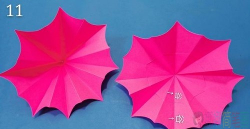 迷你折纸雨伞教程图