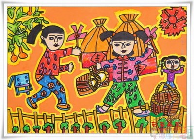 秋天丰收的儿童画图片