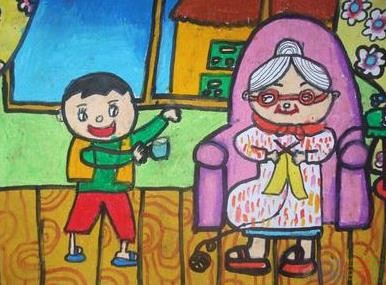 重阳节孝敬老人主题绘画图片