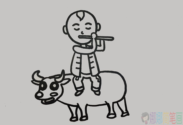 放牛娃简笔画绘画教程