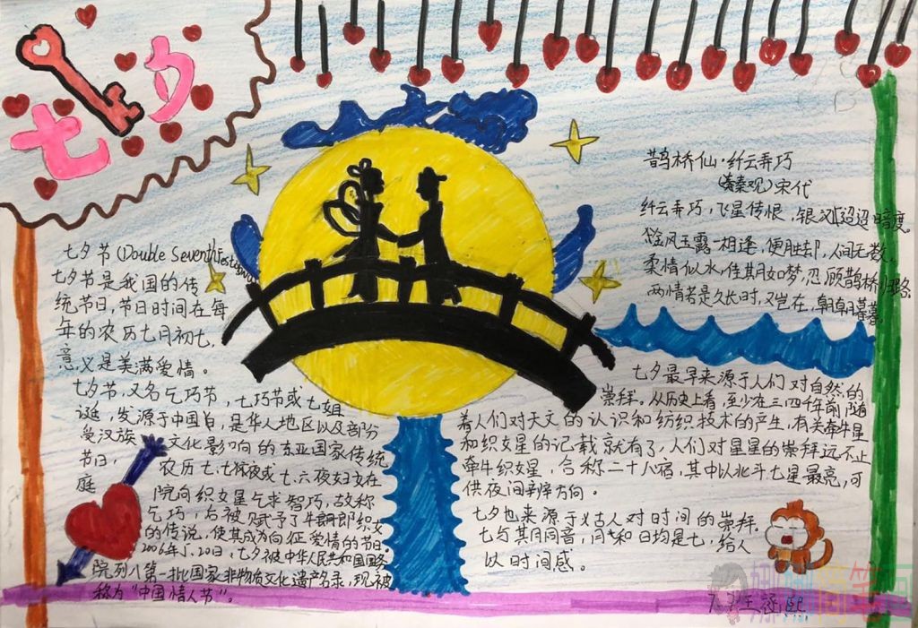 简单好看七夕节手抄报
