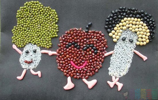 可爱的儿童豆子画图片 儿童豆子粘贴画作品 手工步骤