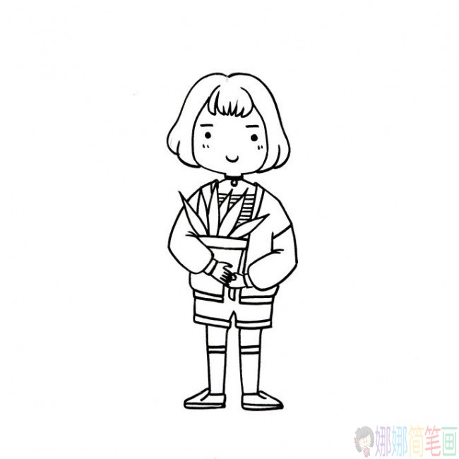 时尚女孩人物简笔画大全