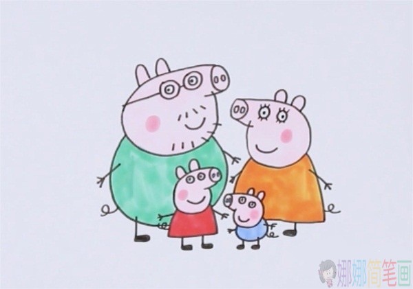 小猪佩奇一家人简笔画