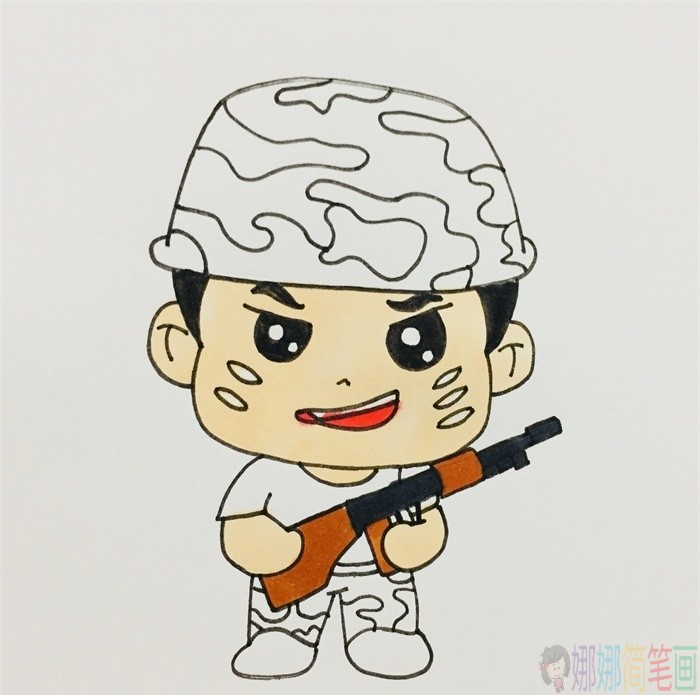 特种兵儿童简笔画