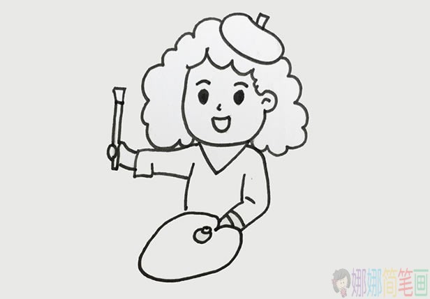简单好看的女画家简笔画教程