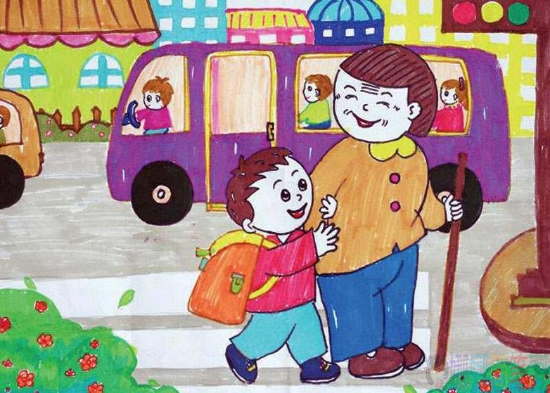 重阳节孝敬老人主题绘画图片