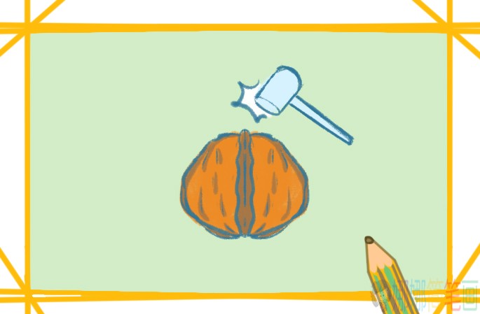 核桃简笔画,核桃儿童绘画图片