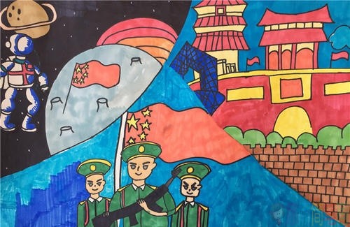 抗战胜利儿童绘画作品