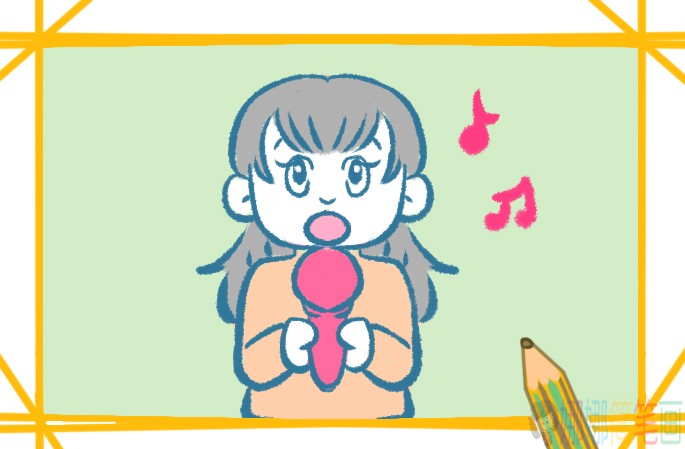 唱歌的女孩简笔画图片