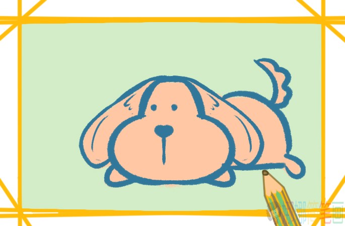 金毛犬儿童简笔画画法步骤