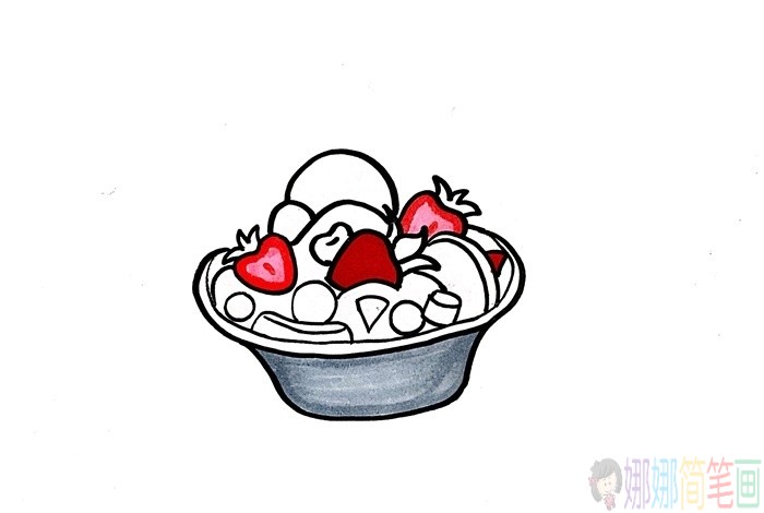 水果沙拉简笔画画法