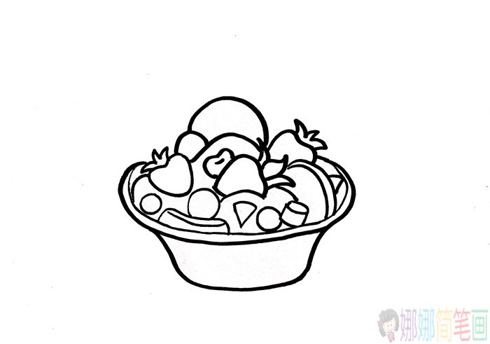 水果沙拉简笔画画法