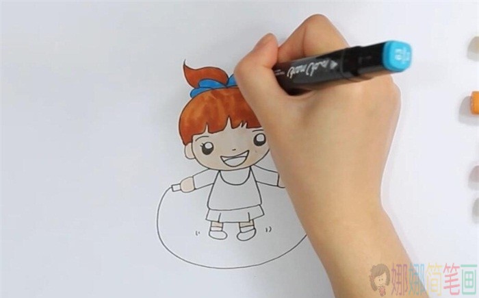 跳绳的小女孩简笔画